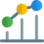 Dotted line chart with x y plot scattered icon