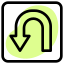 Turn u-turn sign for traffic direction layout icon