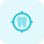 Targeting the dental clinic with cross hair Logon type isolated on a white background icon