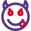 Teasing tongue face demon emoticon with horns icon