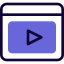 Online streaming media player on a web browser icon