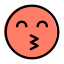 Kissing face expression emoji with eyes closed icon