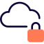 Personal online server with cloud storage locked icon