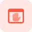 Landing page on web browser tool with a stop hand gesture icon