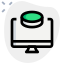 Research and development of medicine done on a computer system icon