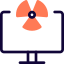 Computer monitoring nuclear energy power plant layout icon