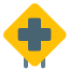 Hospital plus sign mark warning and display icon