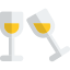 Cheering drink glasses with special moments of new year icon