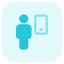 Employee using web messenger on a smartphone icon