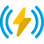 Wireless power logotype with lightning bolt sign icon