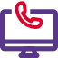 Internet telephone service connected with the desktop computer icon