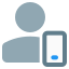 Classic user using web messenger on a smartphone icon