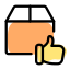 Thumbs up positive feedback of an item delivered timely icon