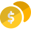 Dollar coin symbol isolated on a white background icon