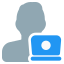 User or a programmer using a laptop for working online icon