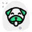 Happy smiling pug dog face with tongue-out emoji icon