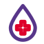 Blood bank with droplet and plus logotype layout icon