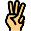 Three fingers hand gesture with front of the hand icon