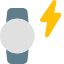 Charging smartwatch with flash bolt isolated on white background icon