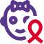 Baby girl with a a AIDS logo isolated on a white background icon