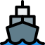 Cargo logistic ship running on a regular route icon