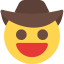 Grinning cowboy and hat smile with open mouth icon