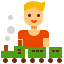 Kid Playing With Toy Train icon