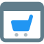 Online e-commerce website with a shopping trolley web browser page icon