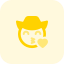 Baby with cowboy hat blowing kiss with heart icon