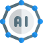 Machine learning Technology with integrated AI isolated on a white background icon
