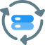 Database internal drive file syncing isolated on a white background icon