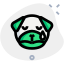 Pug dog crying pictorial representation with tears flowing icon
