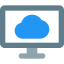 Cloud computing on a desktop isolated on white background icon