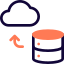 Complete database on cloud server online layout icon