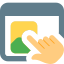 Landing page with a touch enabled screen web browser support icon