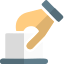 Voters casting their vote by ballot paper icon
