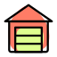 Closed private storage in-house garage layout unit icon