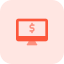 Internet banking and online purchase on desktop computer icon