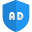 Online privacy protection ads with shield badge icon