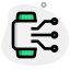 Smartwatch connected with multiple network terminals isolated on a white background icon