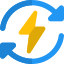 Regenerative electrical energy with bolt and recycle logotype icon