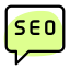 Seo chat and message conversation on chat bubble icon