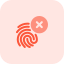 Finger print scan on smartphone with error logotype layout icon