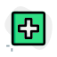Family care hospital with plus logotype layout icon