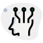 Head integration with artificial intelligence isolated on a white background icon