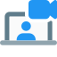 Video call on protable laptop over a web messenger icon