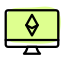 Desktop ethereum mining application for computer layout icon