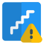 Emergency stairs access with exclamation logotype icon