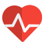 Cardiology department in the hospital with a heart and an oscillating wave logotype icon