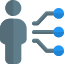 Human integration with multiple nodes isolated on a white background icon